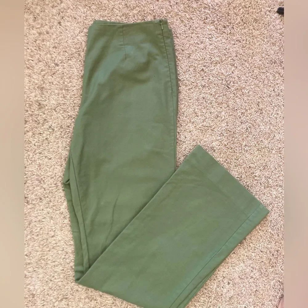 Boston Proper Olive High waist Smooth front Side Zip Pants NWOT